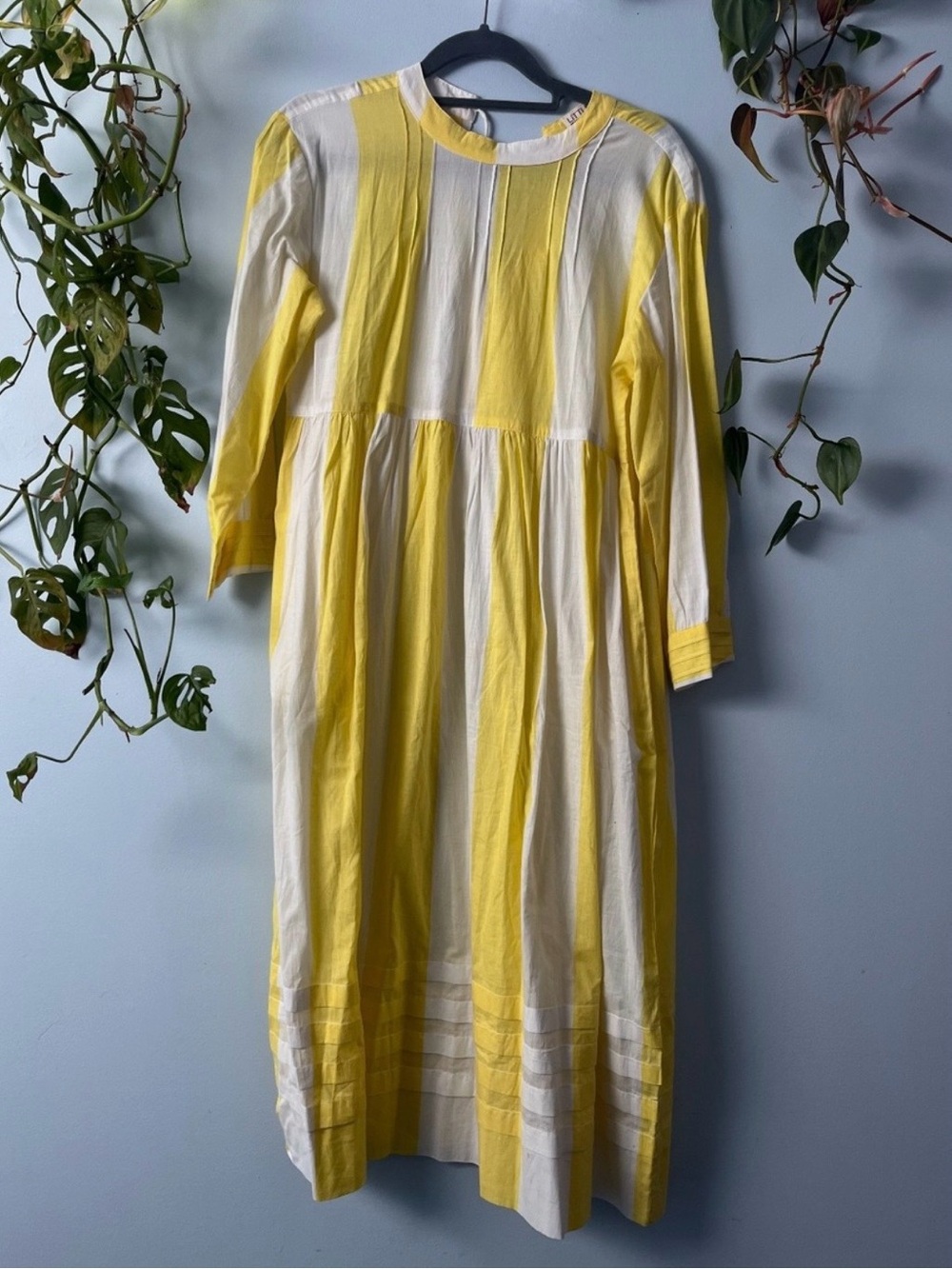 Little Tienda 100% Cotton Striped Long Sleeve Midi Dress Size Ethereal